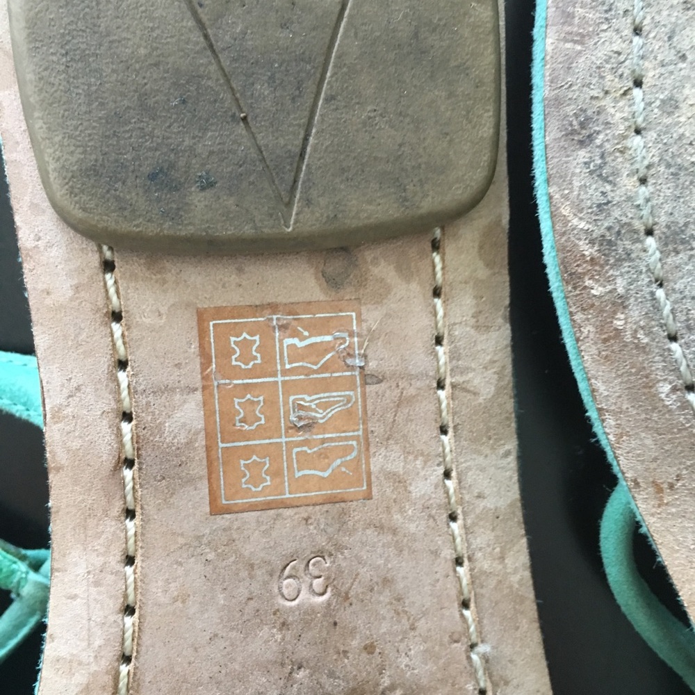 Prada Teal Suede Sandals w/ Flower Accent - Picture 6 of 6